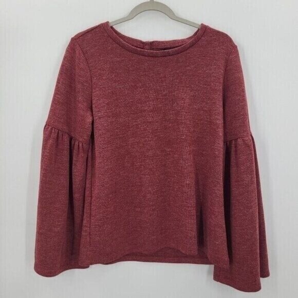 Lucky Brand Long Sleeve Top Womens Size Small Maroon Bell Sleeves 7W72135 - Picture 1 of 11